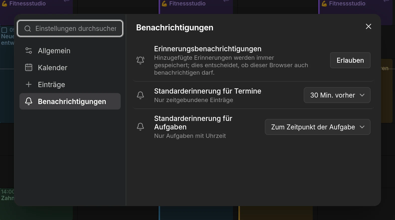 Der Einstellungsdialog, geöffnet auf der Seite Allgemein